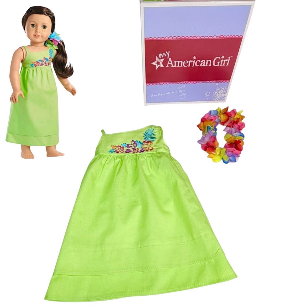 American Girl Hawaii Beach Dress & Hair Accessory Flower Lei Nanea Kanani Aloha